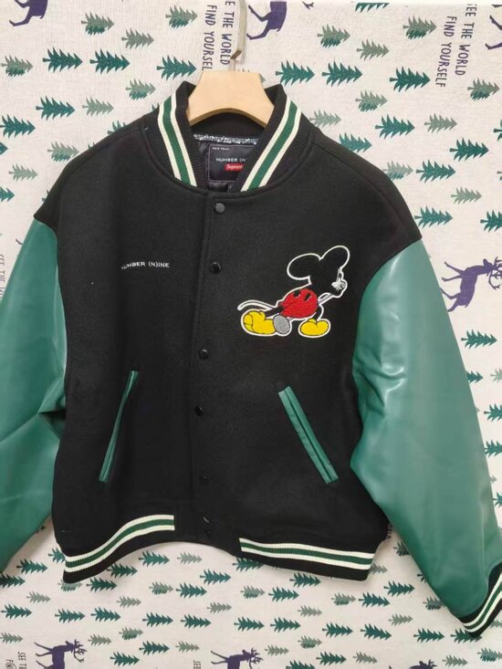 Disney Other - Supreme x Number (N)ine Mickey Varsity Jacket, Black & Green